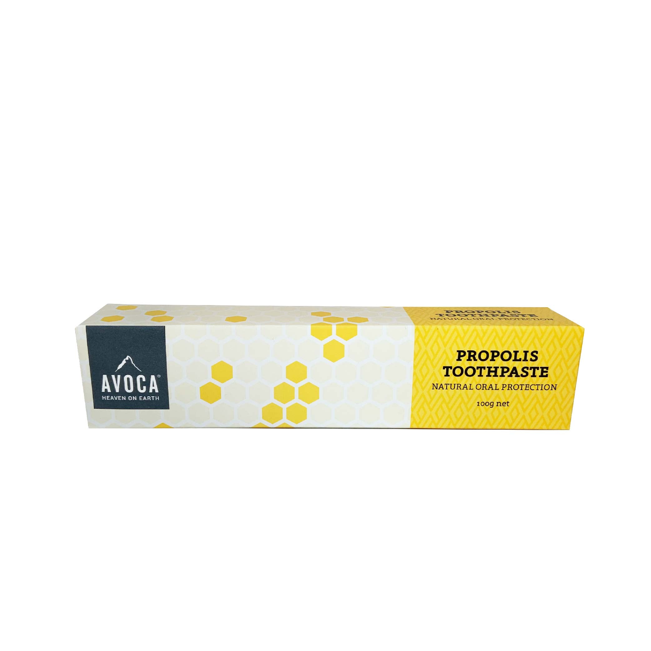 Avoca propolis toothpaste packaging on a white background