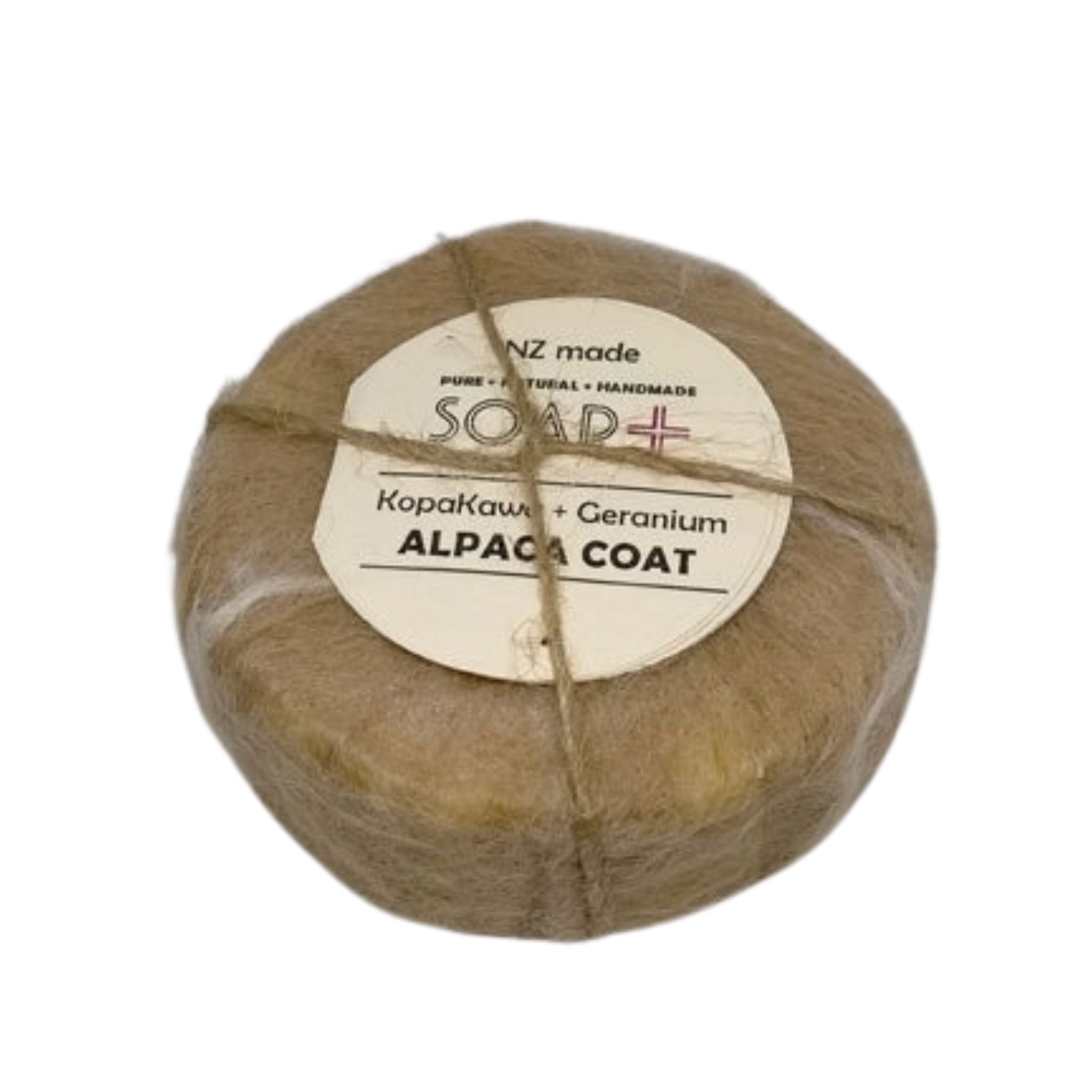 KopaKawa + Geranium Alpaca Coat with a label on a white background