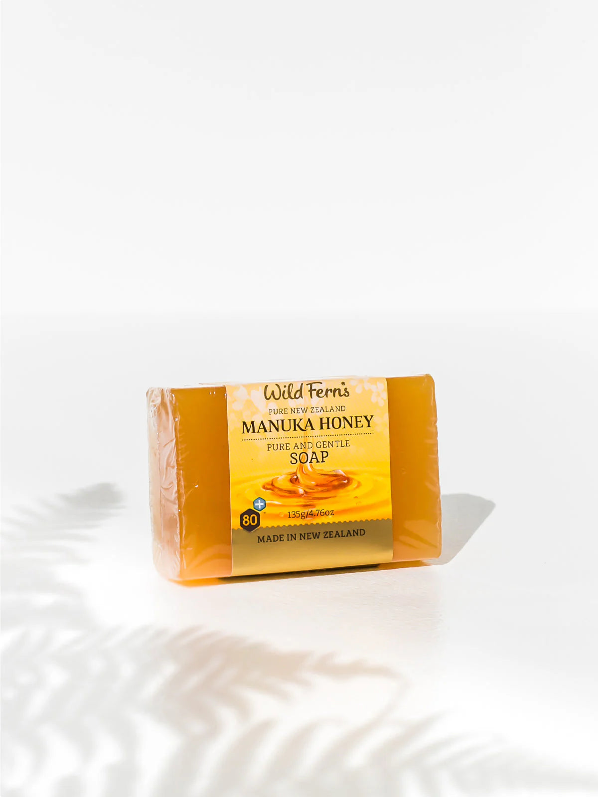Wild Fern's Manuka Honey pure and gentle soap 135g on a white background