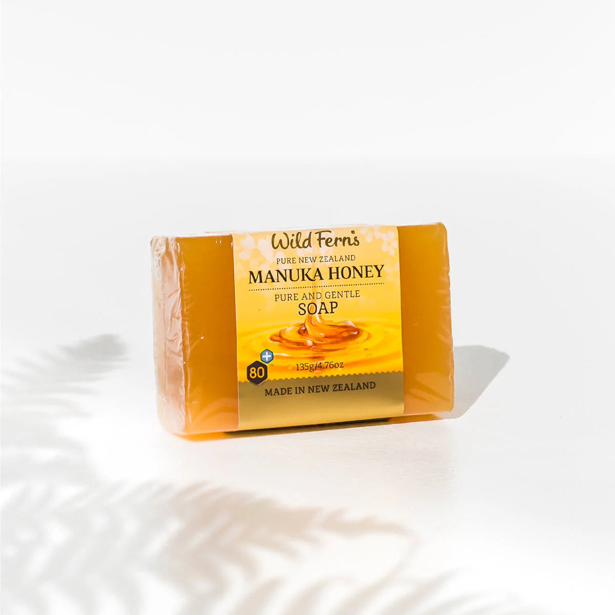 Wild Fern's Manuka Honey pure and gentle soap 135g on a white background