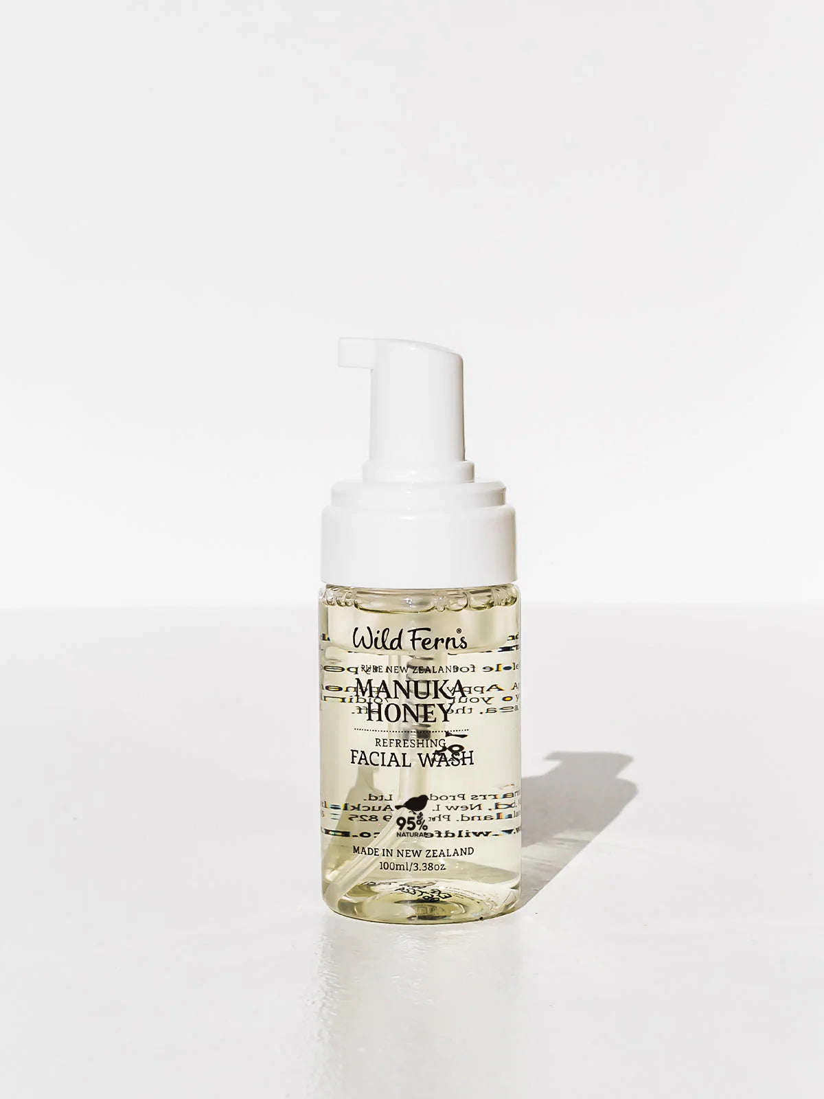 Bottle of Wild Ferns Manuka Honey Facial Wash on a white background