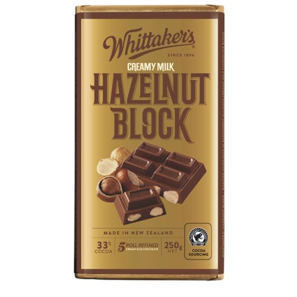 チョコレート　250g　ウィッタカーズ　アオテアナチュラル　(Whittaker's)　ヘーゼルナッツ　ブロック　–