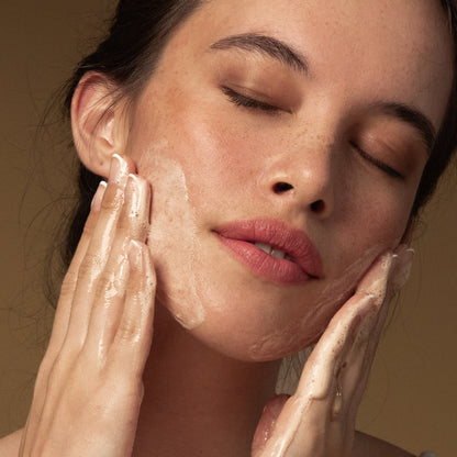 Antipodes Juliet cleanser with a woman