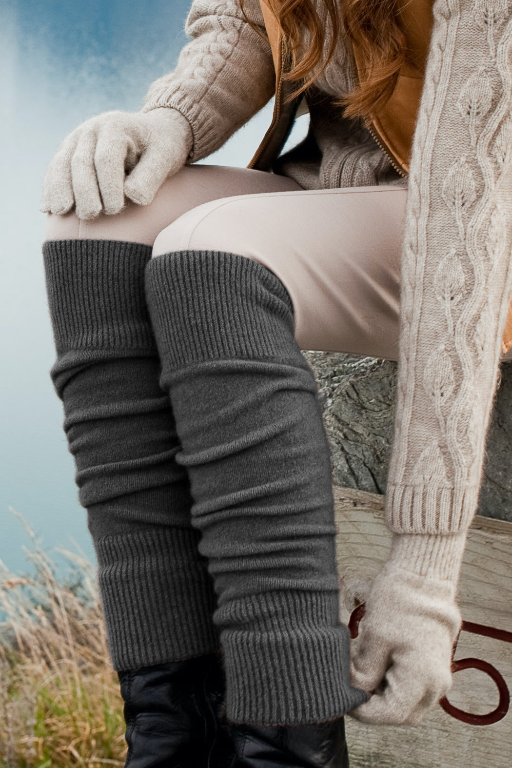 stina　tweed leg warmer / black　レッグウォーマー stina / tweed leg warmer / black