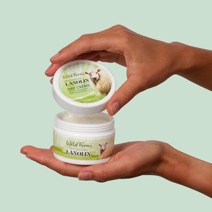 Wild Ferns Lanolin Day Creme held by hands