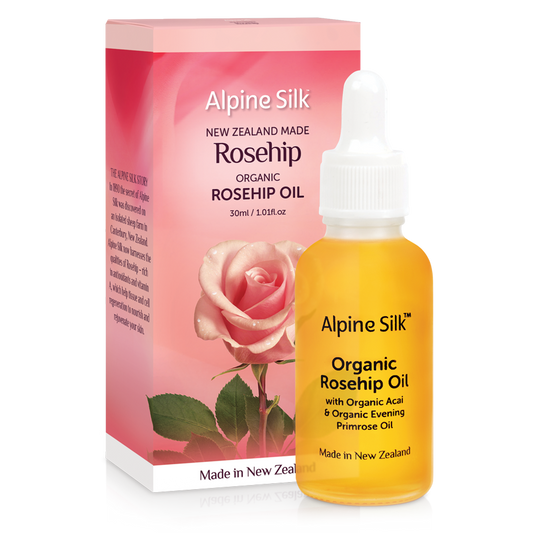 Alpine Silk Rosehip Oil 30ml, Organic, Made in New Zealand, rosehip benefits. Good idea.