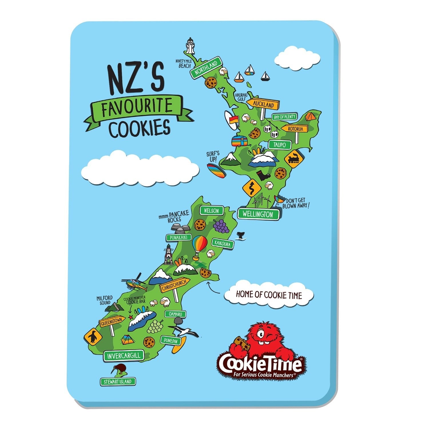 Cookie Time Honey & Food - Cookies Cookie Time New Zealand Map Tin 350g net