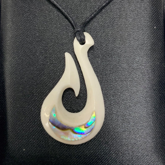 Pendant Bone Hook with Paua