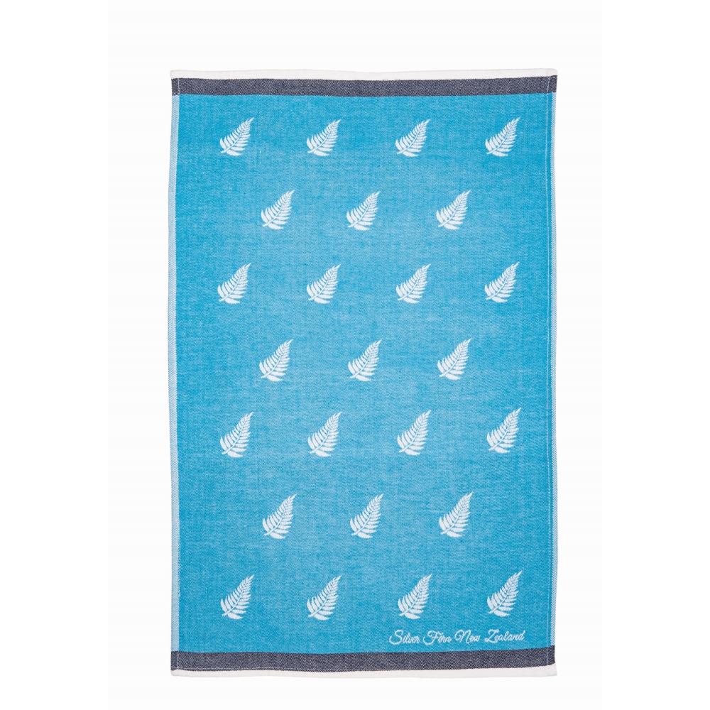 Tea Towel - Fern Pattern Blue Jacquard