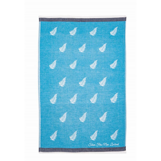 Tea Towel - Fern Pattern Blue Jacquard
