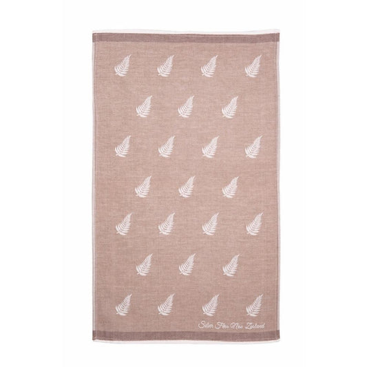 Tea Towel - Fern Pattern Brown Jacquard