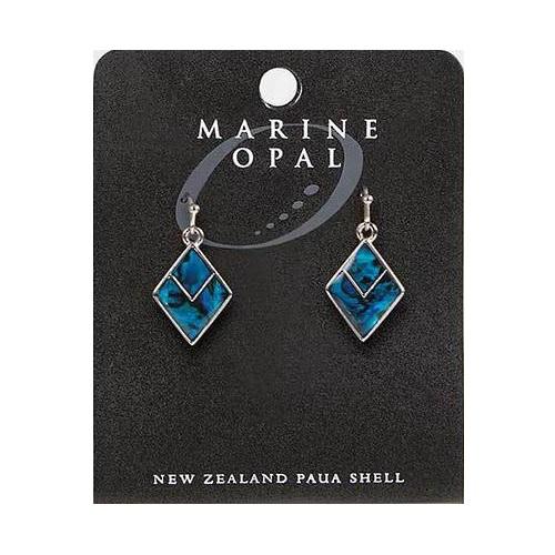 Marine Opal Diamond with V Blue Paua Earrings