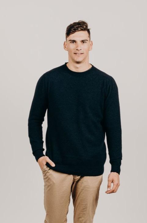Men's Blue  Merino Sweater - Kapeka NZ