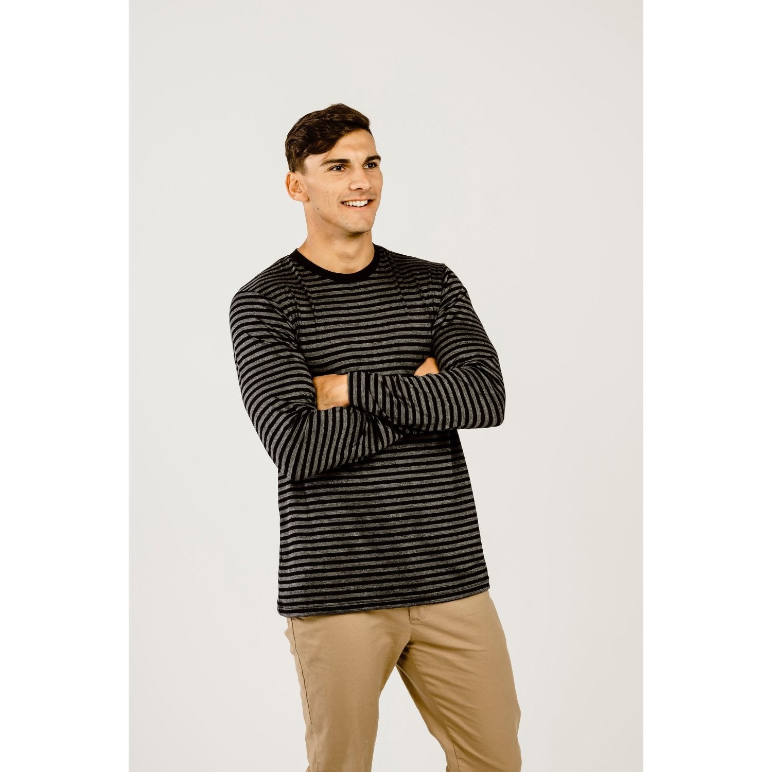 Men's Striped Merino long sleeve shirt - Kapeka NZ