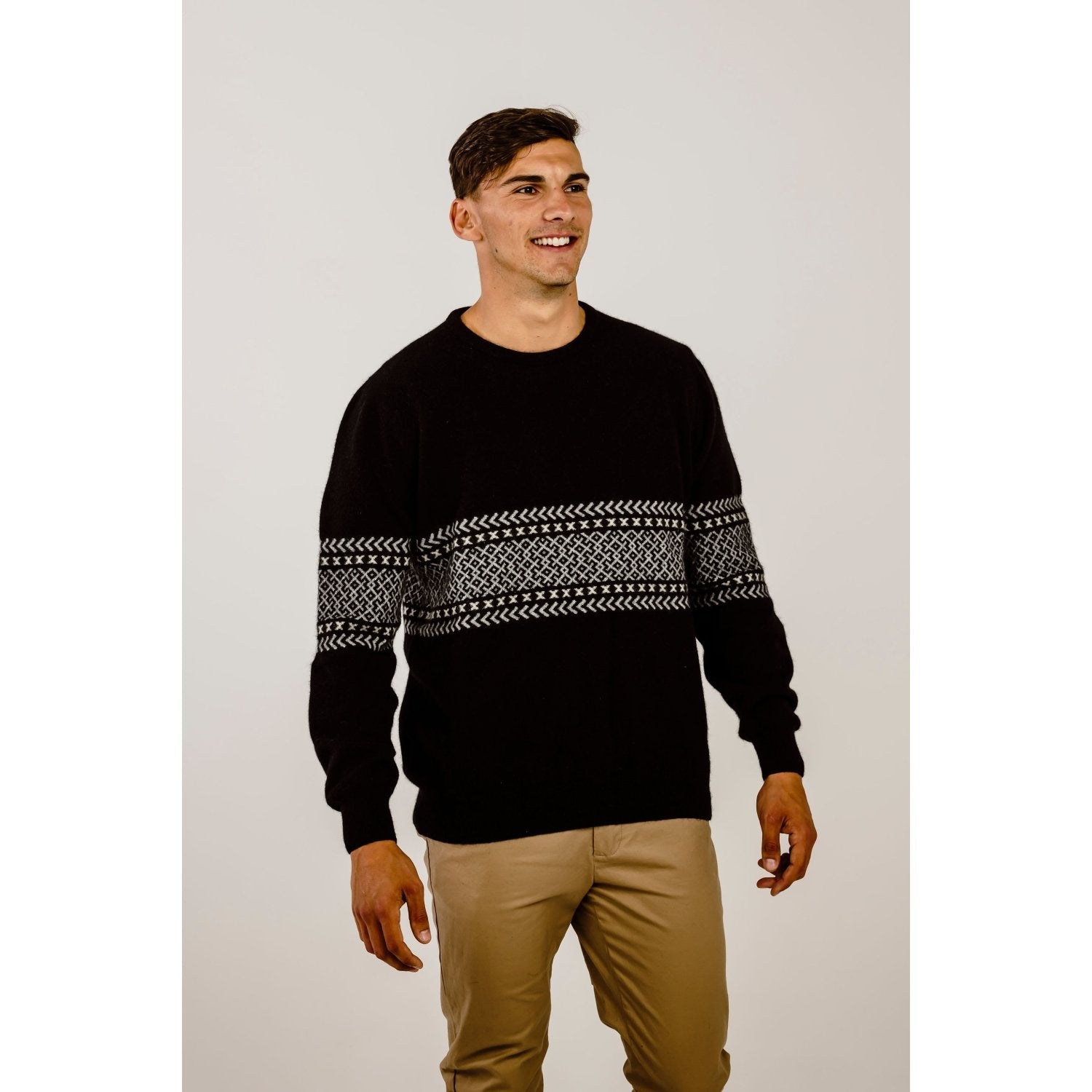 Men's Merino Possum Fair Isle Sweater - Kapeka NZ