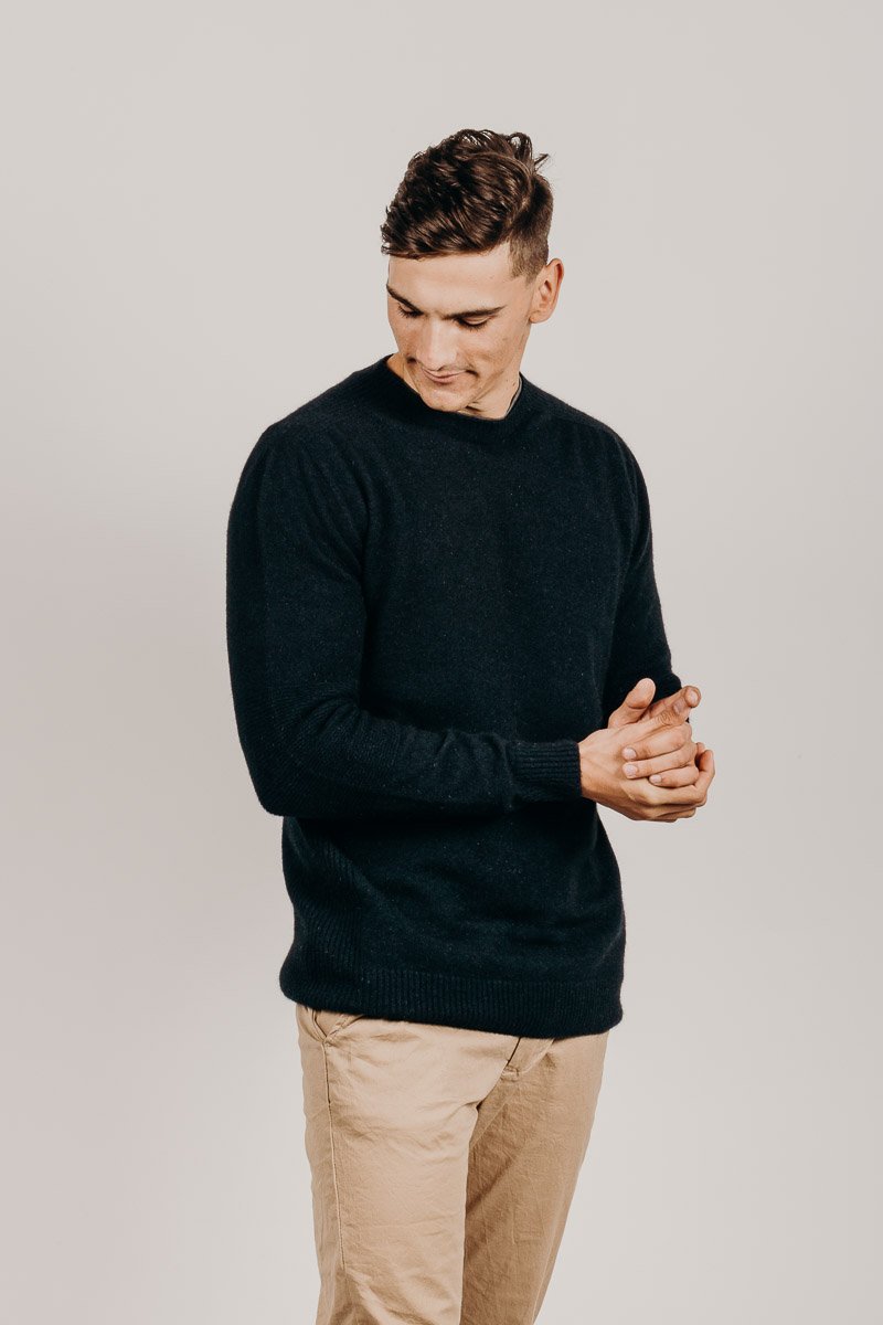 Men's Blue Merino Sweater - Kapeka NZ