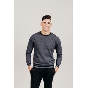 Men's Blue Possum Merino crew neck sweater - Kapeka NZ