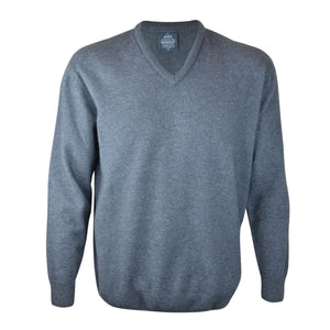 Men's Grey Possum Merino V Neck Sweater - Kapeka NZ