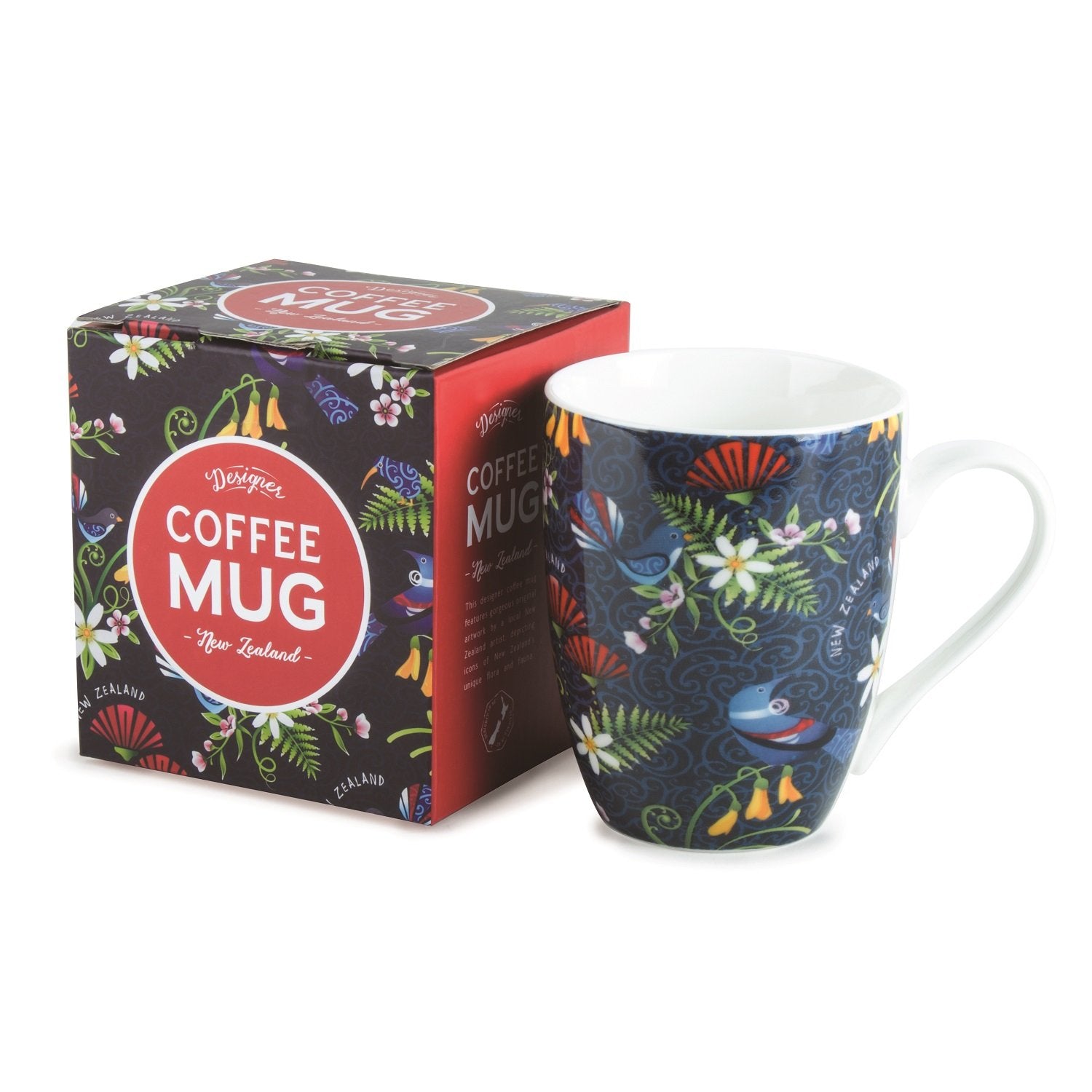Coffee Mug - Birds & Flowers Navy