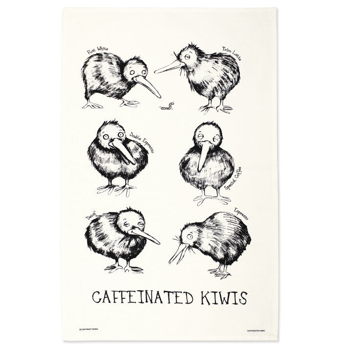 Caffeinated Kiwis Tea Towel